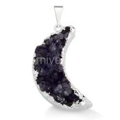 Silver Plated Amethyst/Moon Pendant.