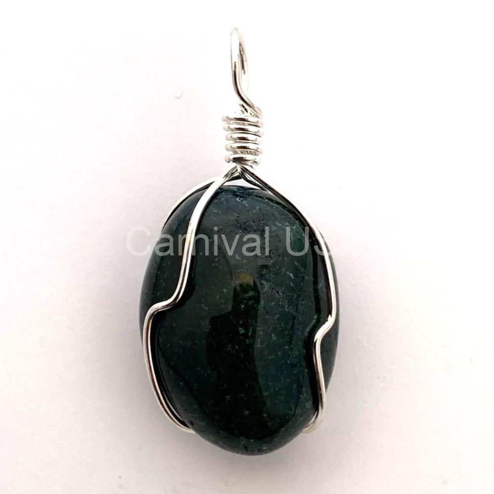 Silver Plated Bloodstone Cage Pendant