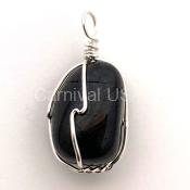 Silver Plated Black Tourmaline Cage Pendant