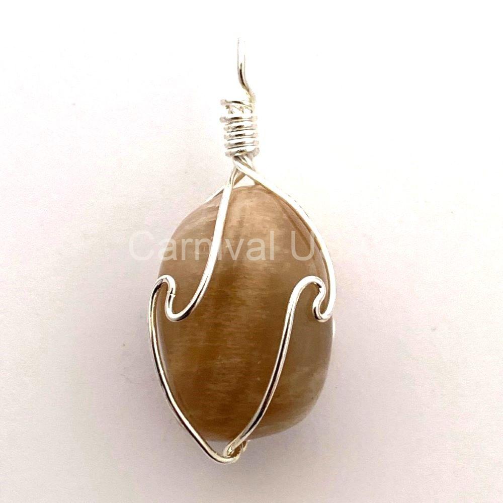 Silver Plated Moonstone Cage Pendant