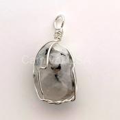 Silver Plated Rainbow Moonstone Cage Pendant