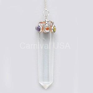 Sterling Silver Quartz/Chakra Pendulum