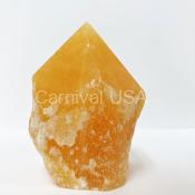 Orange Calcite Points Cut Base/Polished Top