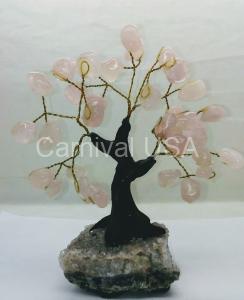 Rose Quartz Tree Bonsai Clay Trunk LG Size