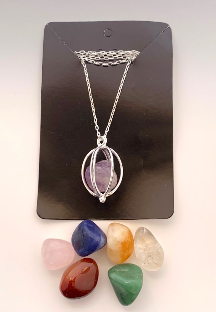 Silver Plated 7 Stones Chakra Necklace